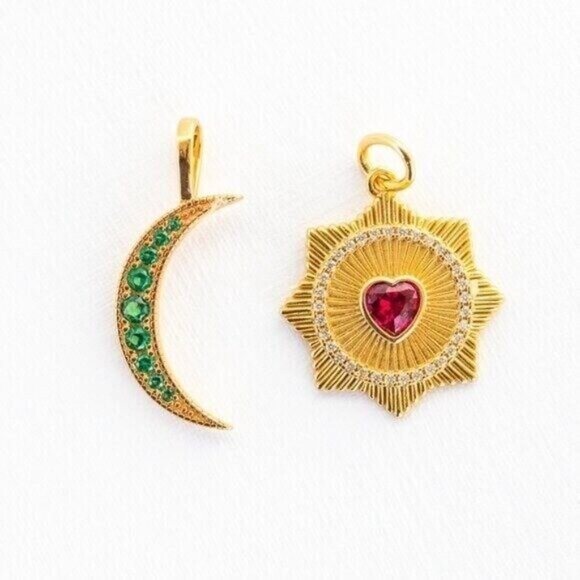 Red Heart Charm Necklace Gold Chain Removable Star Charm Non-Tarnish Gold PRETTY - Picture 14 of 14